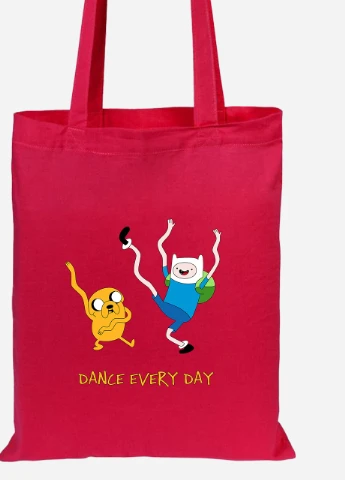 Эко сумка шопер Финн и Джейк пес (Finn & Jake the dog) (92102-1580-RD) красная MobiPrint Lite (256923894)