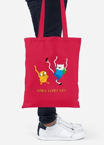 Эко сумка шопер Финн и Джейк пес (Finn & Jake the dog) (92102-1580-RD) красная MobiPrint Lite (256923894)