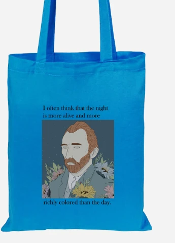 Эко сумка шопер Винсент Ван Гог (Vincent van Gogh) (92102-2962-BL) синяя MobiPrint Lite (256921826)