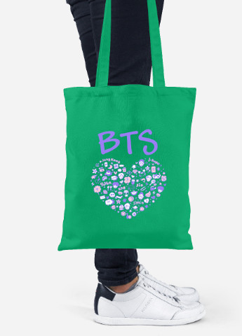 Еко-сумка шоппер БТС (BTS) (92102-3268-KG) зелена MobiPrint Lite (256924240)