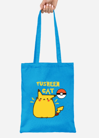 Еко-сумка шоппер Кіт Пушин (Pusheen Cat) (92102-3348-BL) синя MobiPrint lite (256920785)