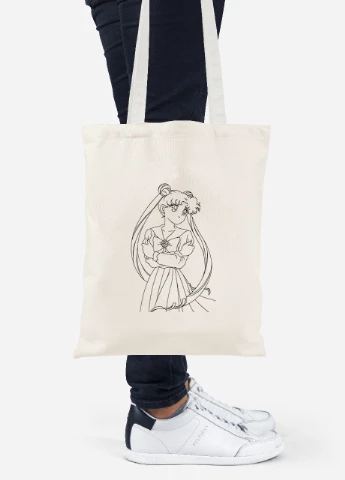 Эко сумка шопер Сейлор Мун (Sailor Moon) (92102-1768-BG) бежевая MobiPrint Lite (256921864)