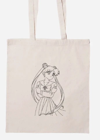 Эко сумка шопер Сейлор Мун (Sailor Moon) (92102-1768-BG) бежевая MobiPrint Lite (256921864)