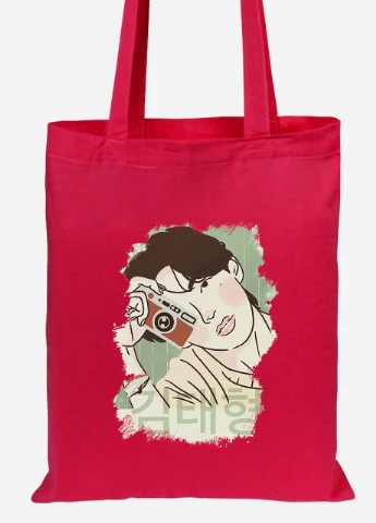 Еко-сумка шоппер Кім Тхехен БТС (Kim Tae-hyung BTS) (92102-3262-RD) червона MobiPrint Lite (256923589)