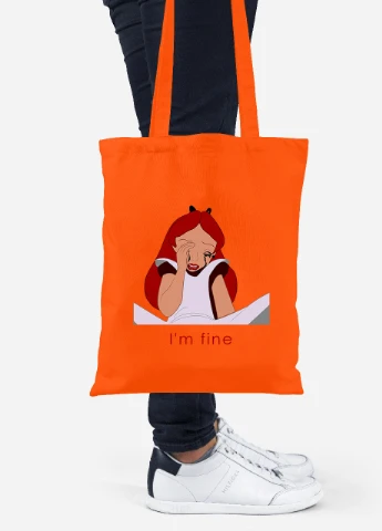 Эко сумка шопер Алиса все впорядке (92102-1440-OG) оранжевая MobiPrint Lite (256920968)