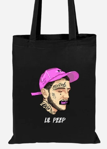 Еко-сумка шоппер Ліл Піп (Lil Peep) (92102-2635-BK) чорна MobiPrint Lite (256922086)