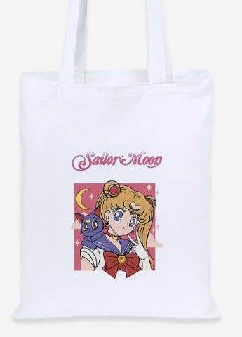 Еко-сумка шоппер Сейлор Мун (Sailor Moon) (92102-2659) біла MobiPrint Lite (256921183)