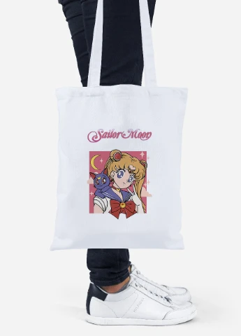 Еко-сумка шоппер Сейлор Мун (Sailor Moon) (92102-2659) біла MobiPrint Lite (256921183)