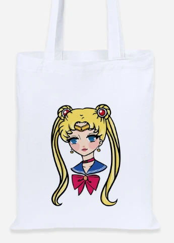 Еко-сумка шоппер Сейлор Мун (Sailor Moon) (92102-2926) біла MobiPrint Lite (256924005)
