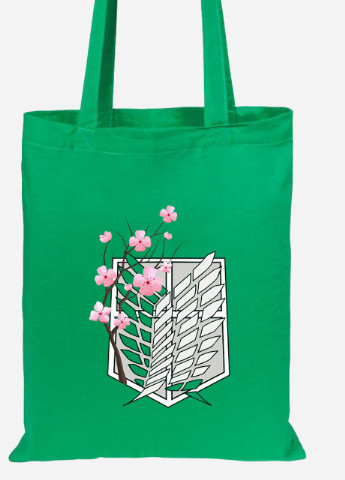 Еко-сумка шоппер Атака на титанів (Attack on Titan) (92102-3042-KG) зелена MobiPrint Lite (256921217)