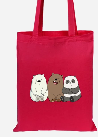 Эко сумка шопер Три медведя (We Bare bears) (92102-1774-RD) красная MobiPrint Lite (256921570)