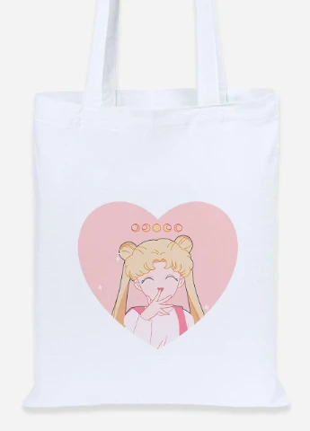 Еко-сумка шоппер Місяць Кішки Сейлор Мун (anime Sailor Moon Cats) (92102-2922) біла MobiPrint Lite (256920845)