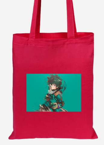 Эко сумка шопер Изуку Мидория, Моя геройская академия (Midoriya Izuku, My Hero Academia) (92102-3072-RD) красная MobiPrint Lite (256924501)