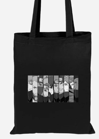 Эко сумка шопер Наруто (Naruto) (92102-3047-BK) черная MobiPrint Lite (256921180)