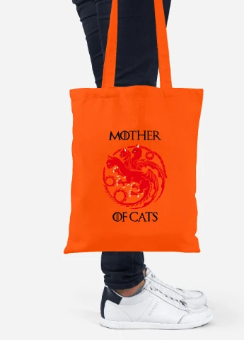 Эко сумка шопер Мать котов (Mother Of Cats) (92102-2015-OG) оранжевая MobiPrint Lite (256920425)