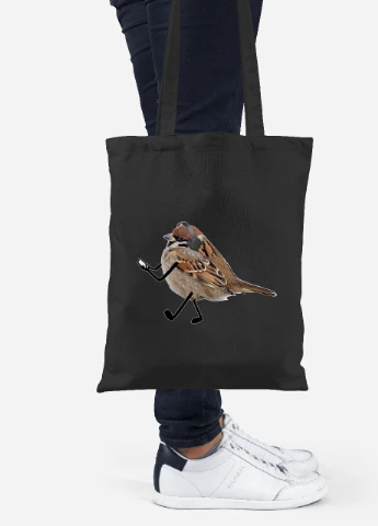 Еко-сумка шоппер Птахи SWAG (92102-1539-BK) чорна MobiPrint Lite (256920797)