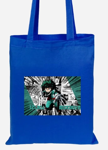 Эко сумка шопер Изуку Мидория, Моя геройская академия (Midoriya Izuku, My Hero Academia) (92102-3073-SK) голубая MobiPrint Lite (256924153)