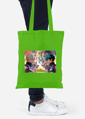 Эко сумка шопер Моя геройская академия (My Hero Academia) (92102-3070-LM) салатовая MobiPrint Lite (256923328)