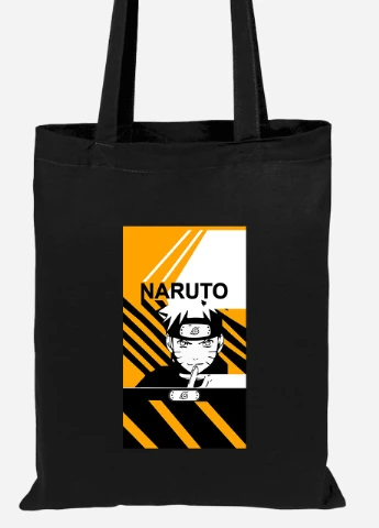 Эко сумка шопер Наруто Узумаки (Naruto Uzumaki) (92102-3041-BK) черная MobiPrint Lite (256921375)
