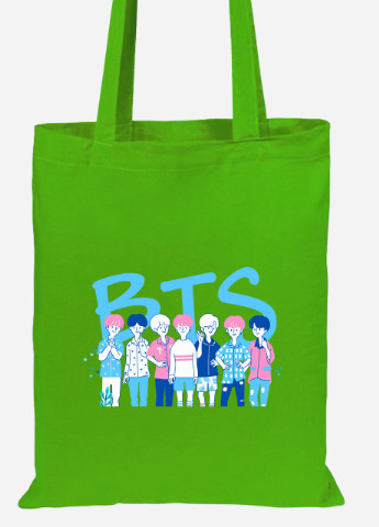 Эко сумка шопер БТС (BTS) (92102-3265-LM) салатовая MobiPrint Lite (256921573)