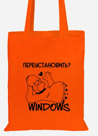 Эко сумка шопер переустановить виндовс (92102-1553-OG) оранжевая MobiPrint Lite (256924135)