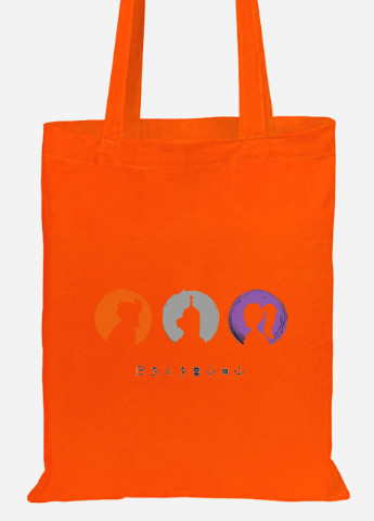 Эко сумка шопер Бендер, Фрай и Лила Футурама (Bender, Fry and Leela Futurama) (92102-2865-OG) оранжевая MobiPrint lite (256920219)