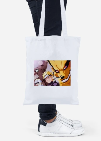 Еко-сумка шоппер Наруто (Naruto) (92102-3095) біла MobiPrint Lite (256921326)