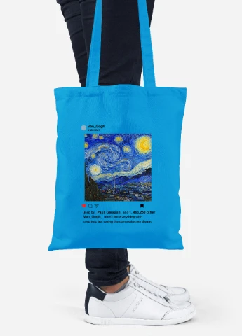 Еко-сумка шоппер Інстаграм Зоряна ніч Вінсент Ван Гог (Instagram van Gogh) (92102-2965-BL) синя MobiPrint Lite (256922677)