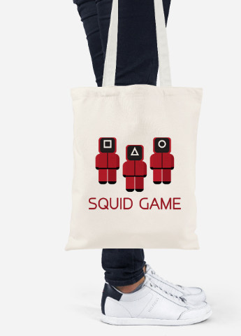 Эко сумка шопер Солдаты Игра в кальмара (Squid Game) (92102-3364-BG) бежевая MobiPrint Lite (256923110)