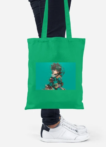 Еко-сумка шоппер Мідорія, Моя геройська академія (Midoriya Izuku, My Hero Academia) (92102-3072-KG) зелена MobiPrint Lite (256923528)