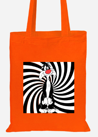 Эко сумка шопер Кот Сильвестр Луни Тюнз (Sylvester the Cat Looney Tunes) (92102-2884-OG) оранжевая MobiPrint Lite (256920264)