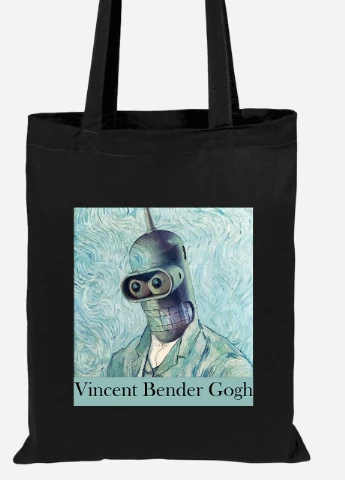 Еко-сумка шоппер Вінсент Ван Гог Бендер (Vincent van Gogh Bender) (92102-2956-BK) чорна MobiPrint Lite (256923127)