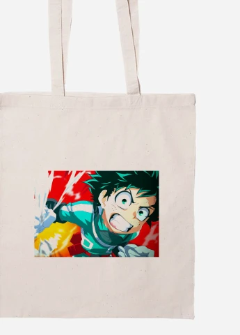 Эко сумка шопер Изуку Мидория, Моя геройская академия (Midoriya Izuku, My Hero Academia) (92102-3075-BG) бежевая MobiPrint Lite (256920208)