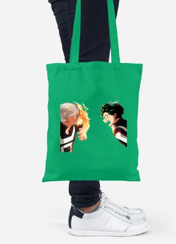 Эко сумка шопер Моя геройская академия (My Hero Academia) (92102-3060-KG) зеленая MobiPrint Lite (256923225)