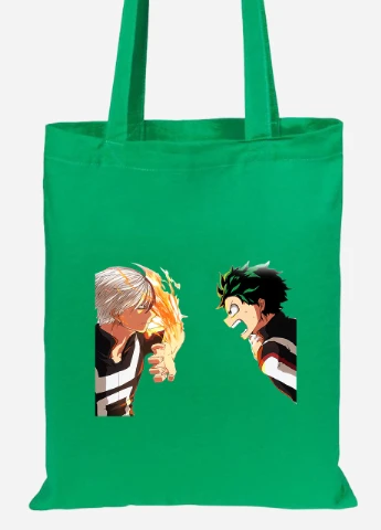 Эко сумка шопер Моя геройская академия (My Hero Academia) (92102-3060-KG) зеленая MobiPrint Lite (256923225)
