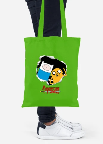 Еко-сумка шоппер Фін і Джейк пес (Finn & Jake the dog) (92102-1581-LM) салатова MobiPrint Lite (256921012)