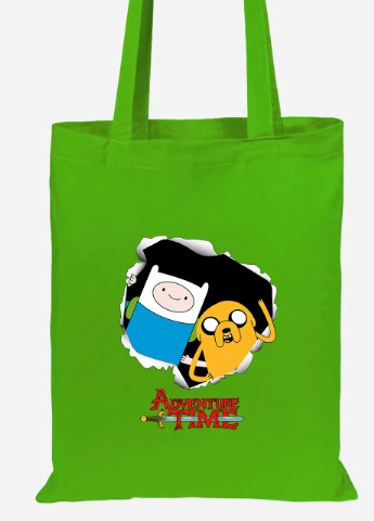 Еко-сумка шоппер Фін і Джейк пес (Finn & Jake the dog) (92102-1581-LM) салатова MobiPrint Lite (256921012)