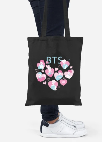 Эко сумка шопер БТС (BTS) (92102-3263-BK) черная MobiPrint Lite (256923779)