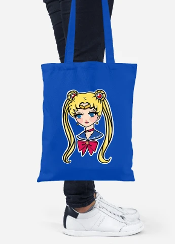 Эко сумка шопер Сейлор Мун (Sailor Moon) (92102-2926-SK) голубая MobiPrint Lite (256924016)