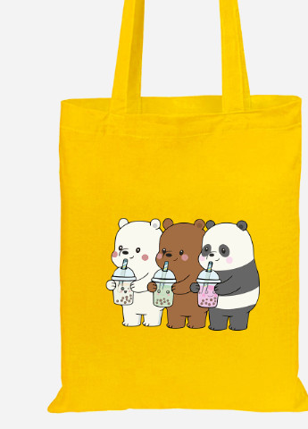 Эко сумка шопер Вся правда о медведях (We Bare Bears) (92102-2896-SY) желтая MobiPrint Lite (256921157)