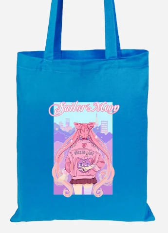 Эко сумка шопер Сейлор Мун (Sailor Moon) (92102-2913-BL) синяя MobiPrint Lite (256924014)