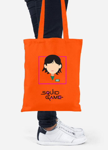 Эко сумка шопер Чонхойон–Кан Сае-беок Игра в кальмара (Squid Game) (92102-3355-OG) оранжевая MobiPrint lite (256920706)