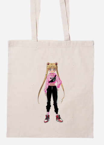 Еко-сумка шоппер Сейлор Мун (Sailor Moon) (92102-2927-BG) бежева MobiPrint Lite (256924653)