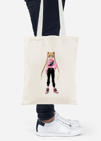 Еко-сумка шоппер Сейлор Мун (Sailor Moon) (92102-2927-BG) бежева MobiPrint Lite (256924653)