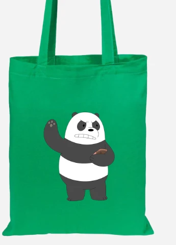 Еко-сумка шоппер Панда (Panda) (92102-1776-KG) зелена MobiPrint Lite (256922563)