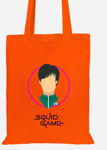 Эко сумка шопер Парк Хае-су эс чо Санг-ву Игра в кальмара (Squid Game) (92102-3353-OG) оранжевая MobiPrint Lite (256924152)
