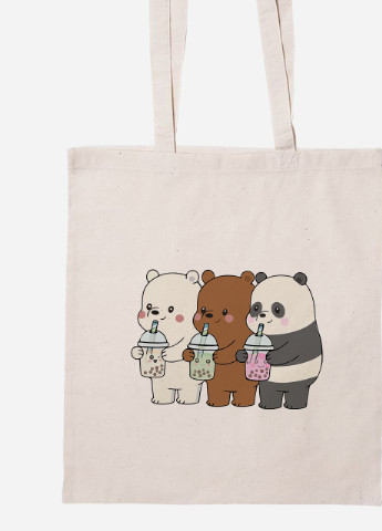 Эко сумка шопер Вся правда о медведях (We Bare Bears) (92102-2896-BG) бежевая MobiPrint Lite (256922970)