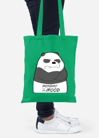 Еко-сумка шоппер Вся правда про ведмедів (We Bare Bears) (92102-2899-KG) зелена MobiPrint Lite (256921240)