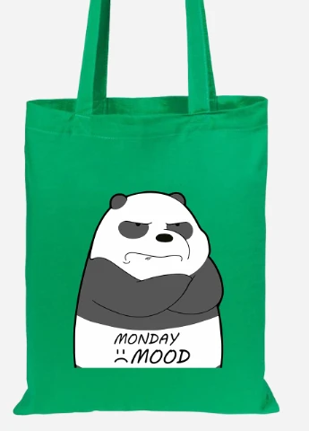 Еко-сумка шоппер Вся правда про ведмедів (We Bare Bears) (92102-2899-KG) зелена MobiPrint Lite (256921240)