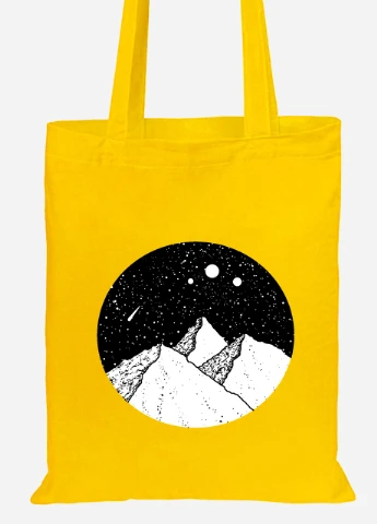 Эко сумка шопер Звездные горы (Starry mountains) (92102-2846-SY) желтая MobiPrint Lite (256920575)